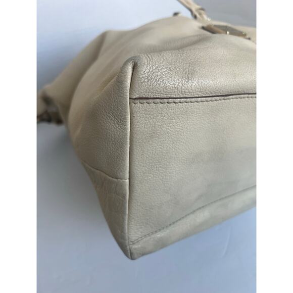 Vintage Dooney & Bourke Dillen XL Ivory Bone Pebbled Leather Hobo Shoulder Bag - Picture 8 of 15